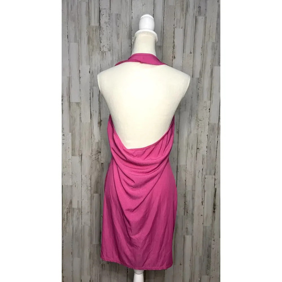 NWT PrettyLittleThing Women's 14‎ Pink Triple Cut Out Halterneck Bodycon Dress - Picture 9 of 10